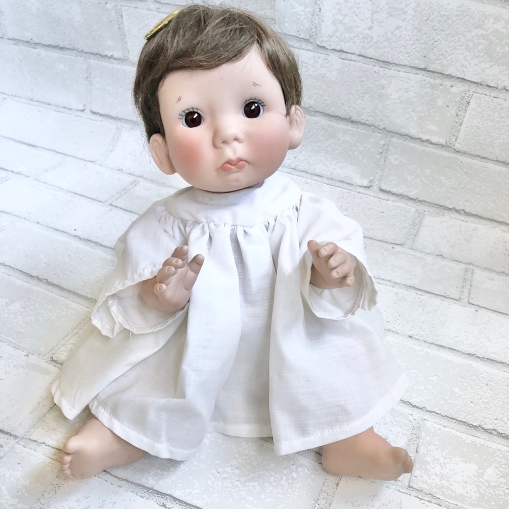 Vintage 1979 Lee Middleton Boy Angel Doll Signed Numbered Cherub Gown 14"